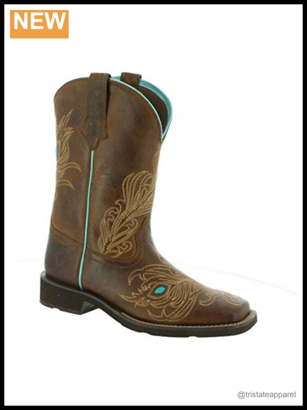 Women's Western Cowboy Boots Leather Mid-Calf Pull-On Embroidered Square Toe